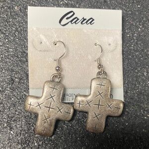 Cara 90s  Silver Cross Earrings